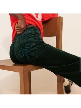 Anthropologie Maeve Pants Colette Wide Leg in Corduroy Forest Green